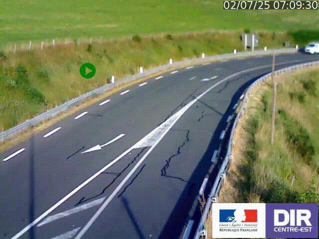 Webcam sur le col Pin Bouchain, vue orientée vers Roanne, en provenance de Lyon sur la nationale 7 (N7)