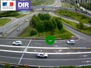 Webcam traffic à Grenoble-sud sur l'autoroute A480. Vue orientée vers l'entrée et la sortie de Grenoble