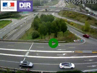 Webcam traffic à Grenoble-sud sur l'autoroute A480. Vue orientée vers l'entrée et la sortie de Grenoble