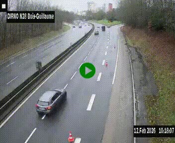 Webcam routière à hauteur de Bois-Guillaume en périphérie de Rouen. Vue orientée vers Rouen