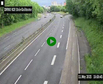 Webcam routière à hauteur de Bois-Guillaume en périphérie de Rouen. Vue orientée vers Rouen