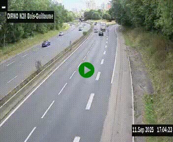 Webcam routière à hauteur de Bois-Guillaume en périphérie de Rouen. Vue orientée vers Rouen
