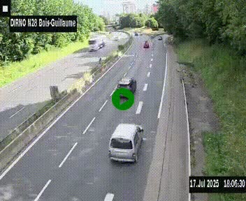 Webcam routière à hauteur de Bois-Guillaume en périphérie de Rouen. Vue orientée vers Rouen