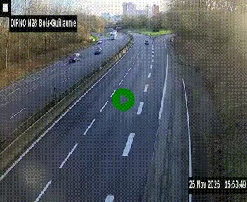 Webcam routière à hauteur de Bois-Guillaume en périphérie de Rouen. Vue orientée vers Rouen