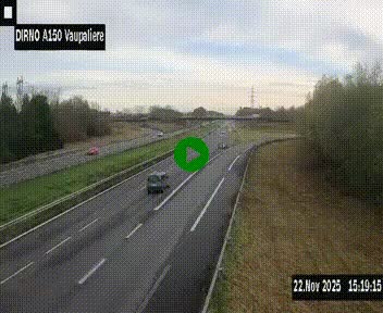 Webcam autoroute A150 à hauteur de La Vaupalière en périphérie de Rouen. Vue orientée vers Rouen