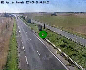 Webcam à hauteur de Vert-en-Drouais sur la N12, en périphérie de Dreux. Vue orientée vers Alençon