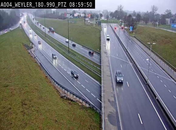 Webcam à la jonction entre la N81 et l'E411 à hauteur de la sortie 32 Longwy/Messancy à Arlon. Vue orientée vers Bruxelles