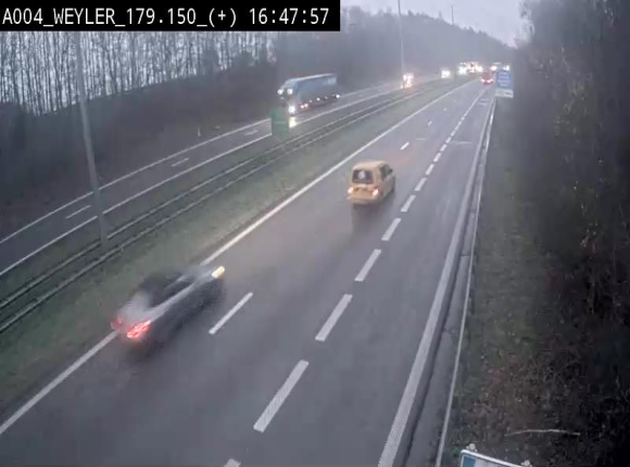 Webcam entre la sortie Arlon et la sortie Weyler sur l'E411. Vue orientée vers Luxembourg