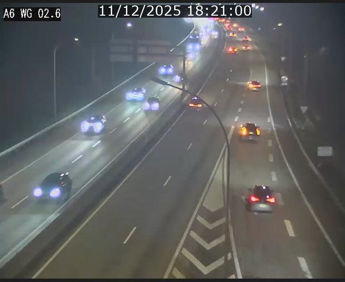 Traffic live webcam Luxembourg Croix de Cessange - A6 - BK 2.6 - direction France/Allemagne