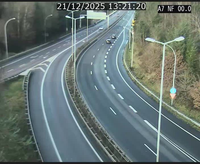 Caméra autoroute Luxembourg A7 - Echangeur A1/A7 Grünewald direction Tunnel Stafelter