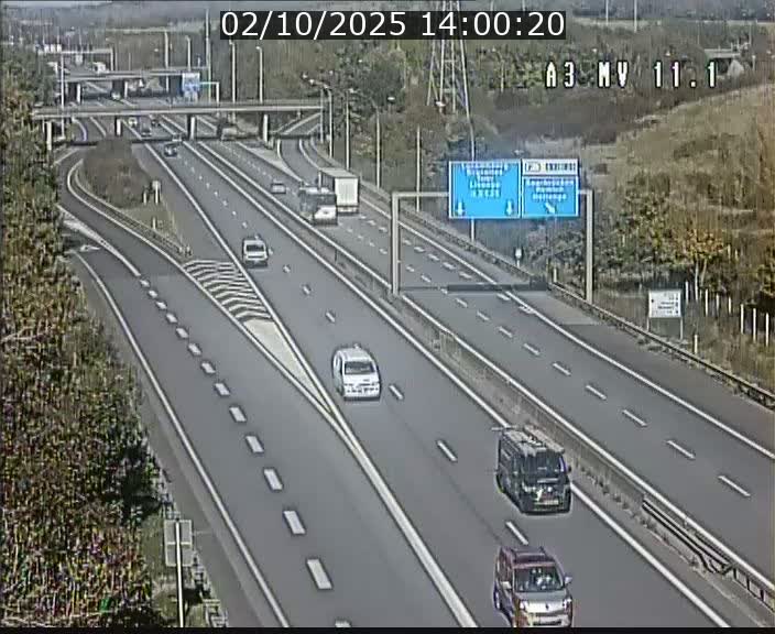 Traffic live webcam Luxembourg Croix de Bettembourg A3 - BK 11.1 - direction Luxembourg-ville