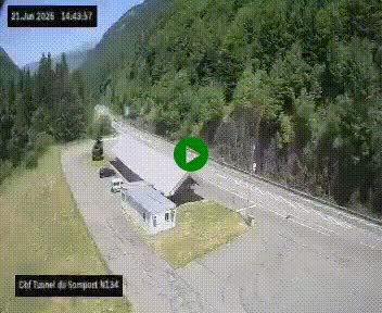 Webcam à l'entrée du tunnel du Somport, côté français, sur la N134, dans les Pyrénées, en direction de l'Espagne, à 1116 mètres d'altitude