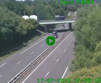 Caméra routière sur l'autoroute A20 au nord de Limoges, à la jonction avec la N520. Vue orientée vers Paris