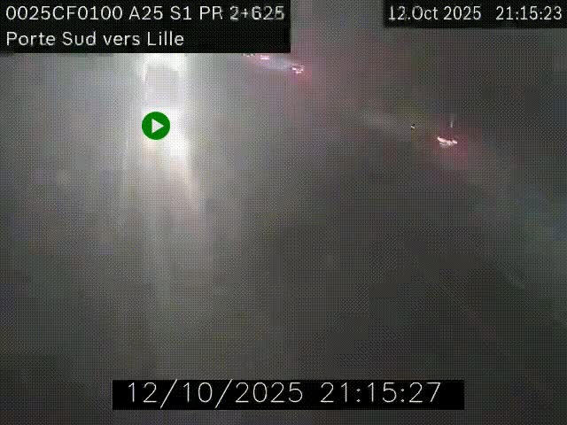Webcam autoroute A25 sur le périphérique de Lille à hauteur de Lille-Sud et la sortie 3 Faches-Thumesnil. Vue orientée vers Lille-Centre.