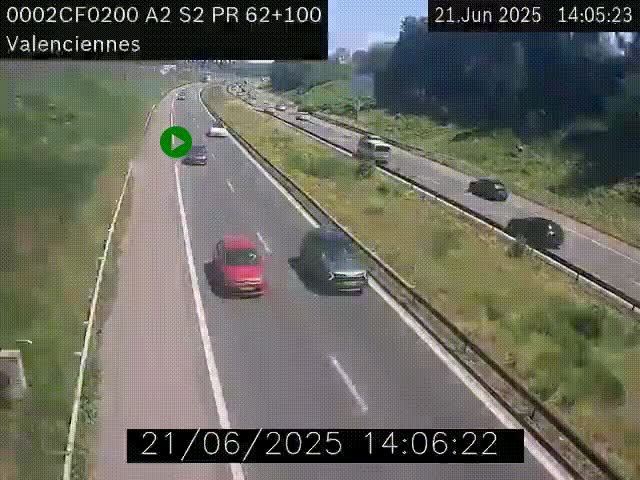 Webcam autoroute A2 à Valenciennes. Vue orientée vers Maubeuge et Mons (Belgique)