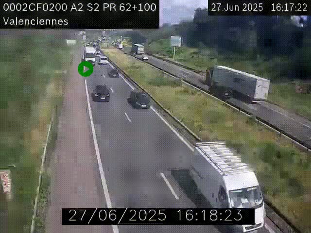 Webcam autoroute A2 à Valenciennes. Vue orientée vers Maubeuge et Mons (Belgique)