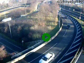 Caméra autoroute à la jonction entre l'A7 et la D301 (Boulevard urbain Sud de Lyon) à Feyzin, au sud de Lyon. Vue orientée vers Mions
