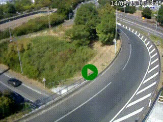 Caméra autoroute à la jonction entre l'A7 et la D301 (Boulevard urbain Sud de Lyon) à Feyzin, au sud de Lyon. Vue orientée vers Mions