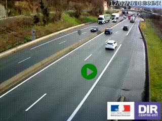 Caméra autoroutière sur l'A47 à hauteur de Givors, a proximité de Lyon. La webcam est orientée vers Lyon