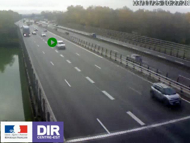 Caméra trafic à la jonction entre l'A46 (Rocade-est de Lyon) et l'A42 à hauteur de Vault-en-Velin en direction de Marseille