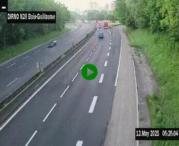 Webcam routière à hauteur de Bois-Guillaume en périphérie de Rouen. Vue orientée vers Rouen