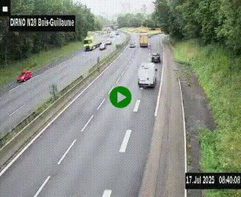 Webcam routière à hauteur de Bois-Guillaume en périphérie de Rouen. Vue orientée vers Rouen