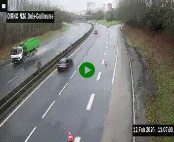 Webcam routière à hauteur de Bois-Guillaume en périphérie de Rouen. Vue orientée vers Rouen