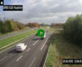 Webcam autoroute A150 à hauteur de La Vaupalière en périphérie de Rouen. Vue orientée vers Rouen