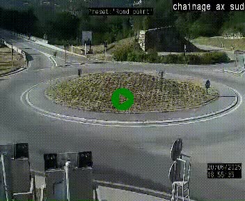 Webcam au nord d'Ax-les-Thermes au niveau de l'aire de chaînage de la N20. Vue orientée vers les Pyrénées, en direction de Pas de la Case