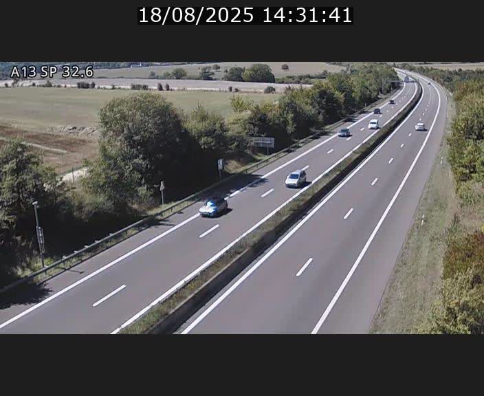 Webcam info trafic A13 à hauteur de Mondorf-les-bains. Vue orientée vers Altwies