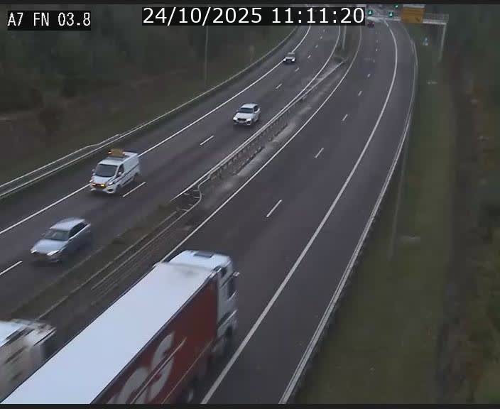 Caméra autoroute Luxembourg A7 - Passage à gibier Rëngelbour - direction Tunnel Stafelter
