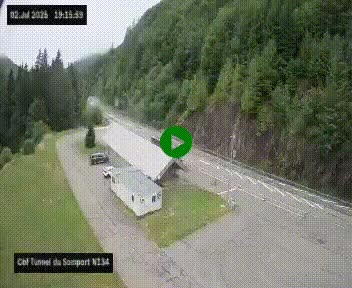 Webcam à l'entrée du tunnel du Somport, côté français, sur la N134, dans les Pyrénées, en direction de l'Espagne, à 1116 mètres d'altitude