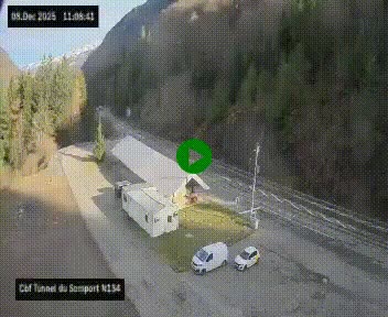 Webcam à l'entrée du tunnel du Somport, côté français, sur la N134, dans les Pyrénées, en direction de l'Espagne, à 1116 mètres d'altitude