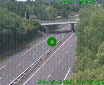 Caméra routière sur l'autoroute A20 au nord de Limoges, à la jonction avec la N520. Vue orientée vers Paris