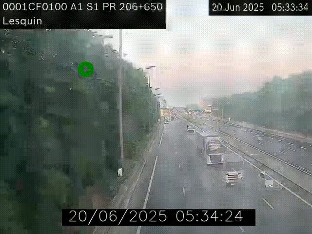 Webcam autoroute A1 à hauteur de Lesquin. Vue orientée vers Lille