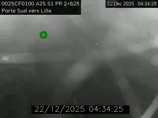 Webcam autoroute A25 sur le périphérique de Lille à hauteur de Lille-Sud et la sortie 3 Faches-Thumesnil. Vue orientée vers Lille-Centre.