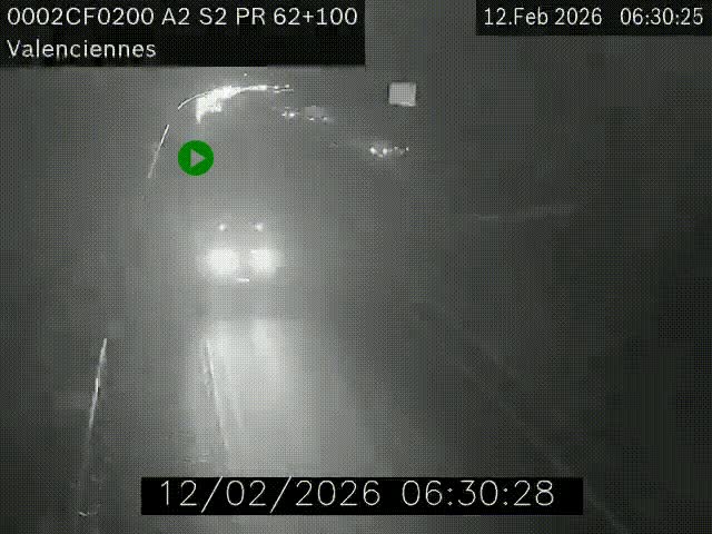 Webcam autoroute A2 à Valenciennes. Vue orientée vers Maubeuge et Mons (Belgique)