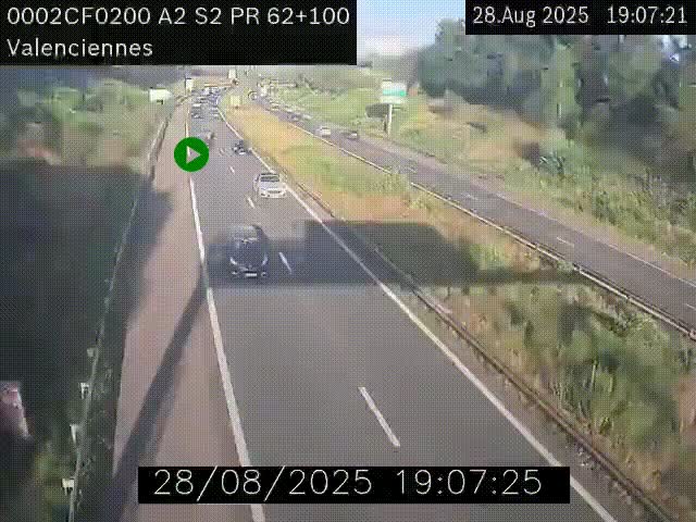 Webcam autoroute A2 à Valenciennes. Vue orientée vers Maubeuge et Mons (Belgique)