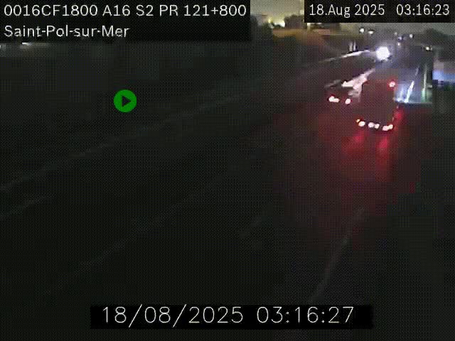 Webcam autoroute A16 à proximité de Dunkerque, à hauteur de la sortie Saint-Pol-sur-Mer. Vue orientée vers Calais