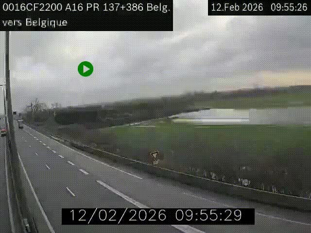 Webcam à la frontière franco-belge au niveau de Bray-Dunes/De-Panne sur l'autoroute A16. Vue orientée vers la Belgique