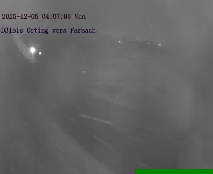 Caméra routière située sur D31bis (France) à Oeting, orientée vers Forbach, surveillant en continu la circulation locale et régionale.