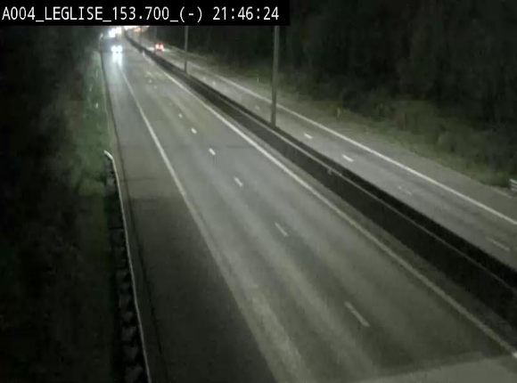 Webcam autoroute A4 (E411-E25) à Léglise, avant la jonction avec la N40. Vue orientée vers Bruxelles