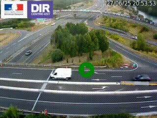 Webcam traffic à Grenoble-sud sur l'autoroute A480. Vue orientée vers l'entrée et la sortie de Grenoble
