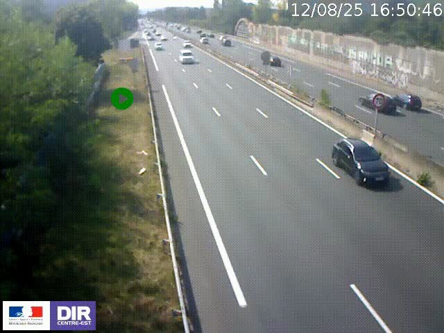 Webcam à Bron sur l'A43 à la jonction avec le boulevard périphérique de Lyon (D383). Vue orientée vers Lyon