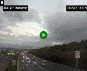 Webcam routière sur N338 à hauteur de Grand-Quevilly en périphérie de Rouen. Vue orientée vers Rouen