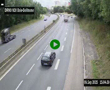 Webcam routière à hauteur de Bois-Guillaume en périphérie de Rouen. Vue orientée vers Rouen