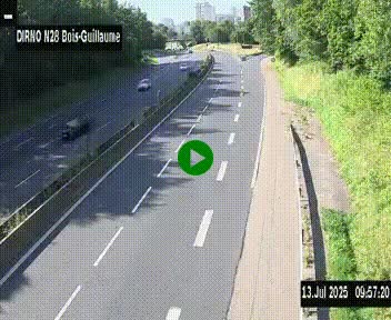 Webcam routière à hauteur de Bois-Guillaume en périphérie de Rouen. Vue orientée vers Rouen