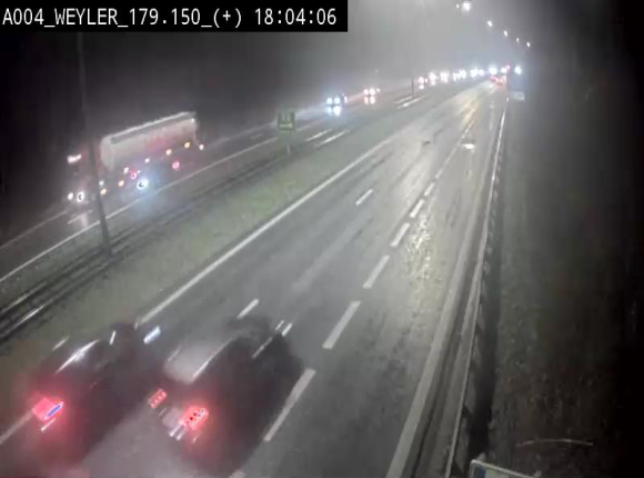 Webcam entre la sortie Arlon et la sortie Weyler sur l'E411. Vue orientée vers Luxembourg