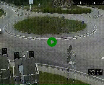 Webcam au nord d'Ax-les-Thermes au niveau de l'aire de chaînage de la N20. Vue orientée vers les Pyrénées, en direction de Pas de la Case