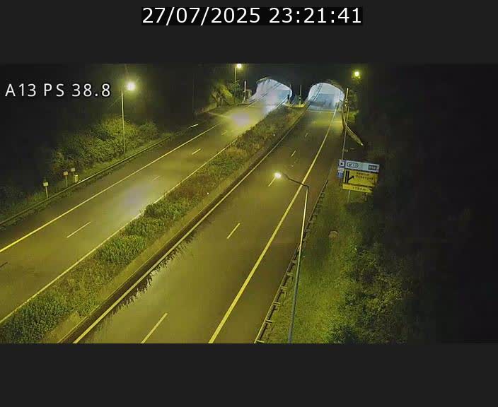 Webcam autoroute A13 à l'entrée ouest du tunnel Markusbierg à Schengen. Vue orientée vers Mondorf-les-Bains